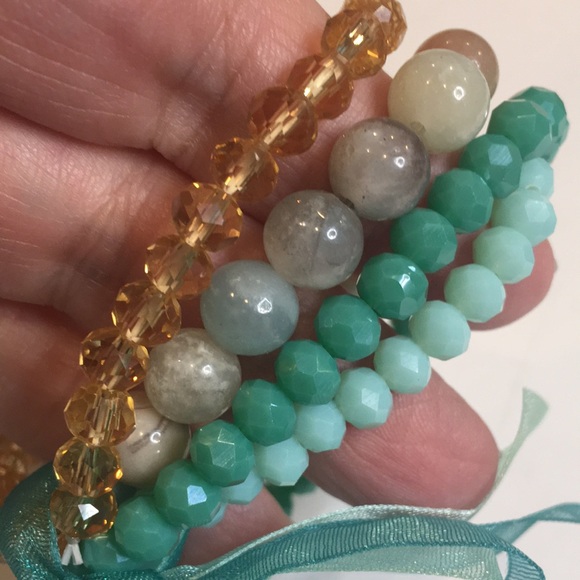 Natural Stone & Faux Crystal Bracelet Set - Picture 7 of 7